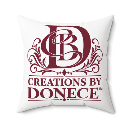 Monogram Logo Decorative Pillow — "Creations by Donece" Square Polyester Throw Pillow