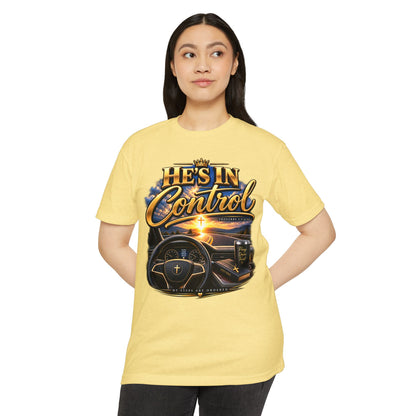 He's In Control T-Shirt — Christian Faith Car Steering Design