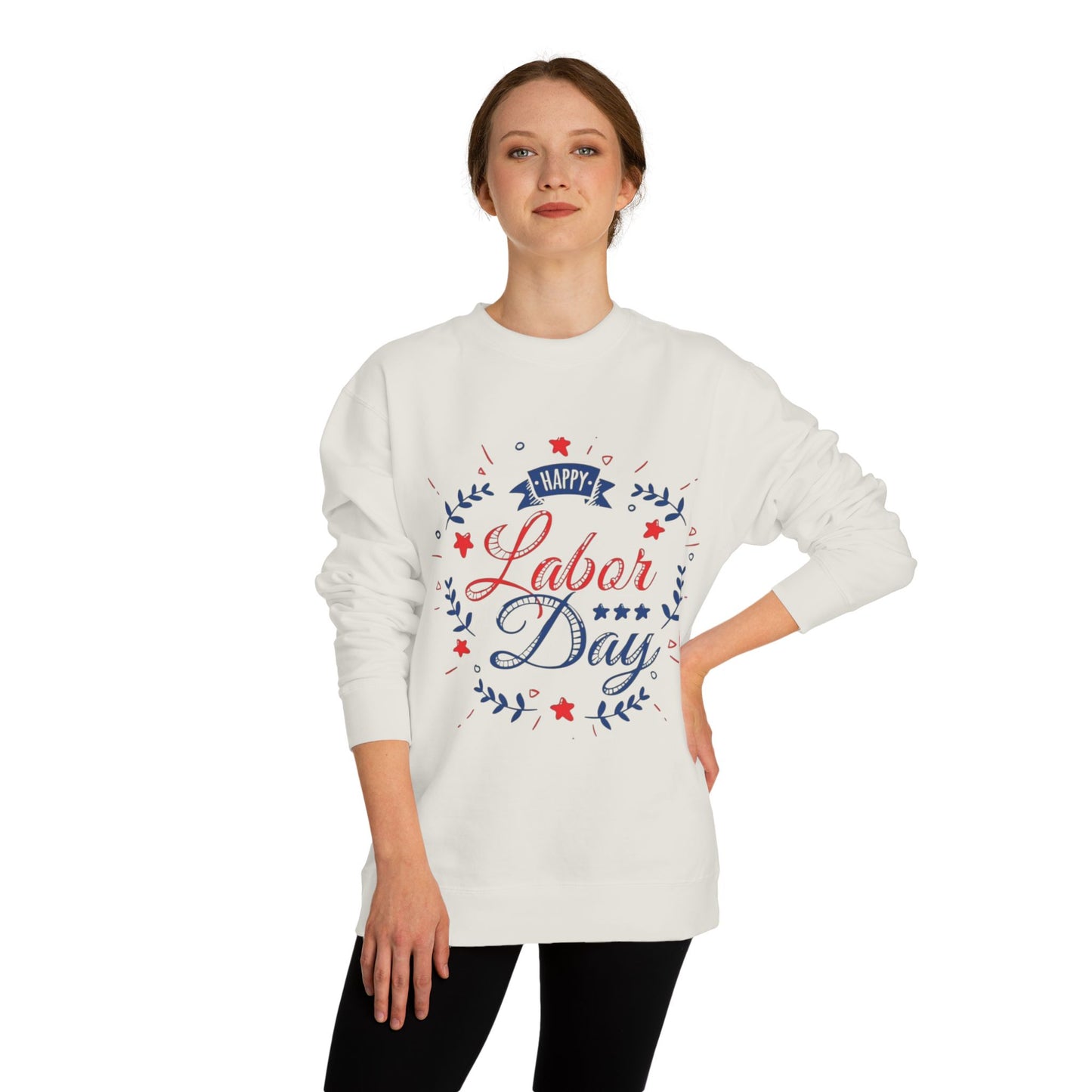Happy Labor Day Crewneck Sweatshirt — Patriotic Red & Blue Holiday Pullover