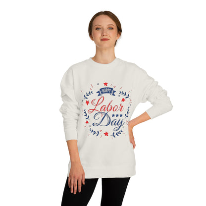 Happy Labor Day Crewneck Sweatshirt — Patriotic Red & Blue Holiday Pullover