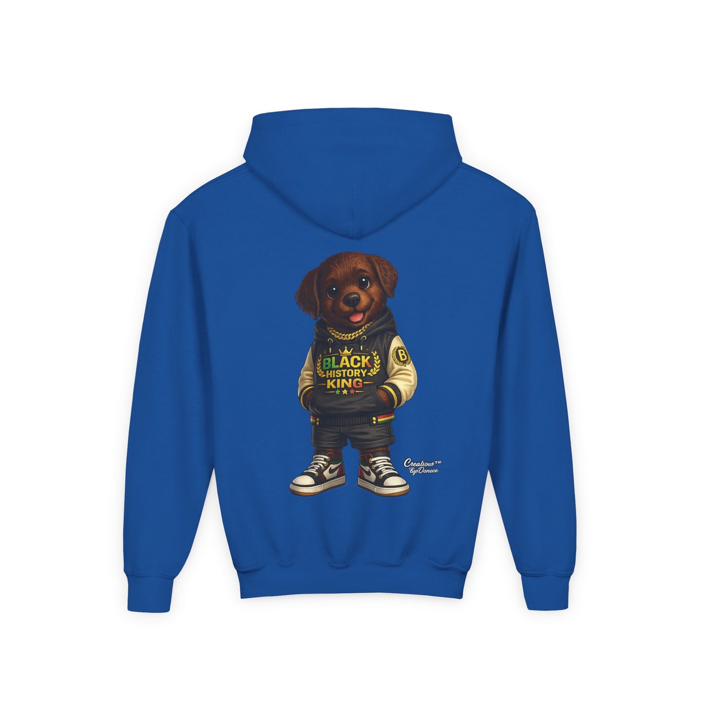 Youth Hoodie — 'Black History Kid' Puppy Graphic Sweatshirt
