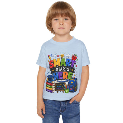 Toddler T-Shirt - "Smart Starts Here" Back-to-School Schoolhouse Design