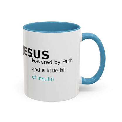 Christian Diabetes Coffee Mug – "Powered by Faith and a Little Bit of Insulin" Accent Mug (11/15oz)