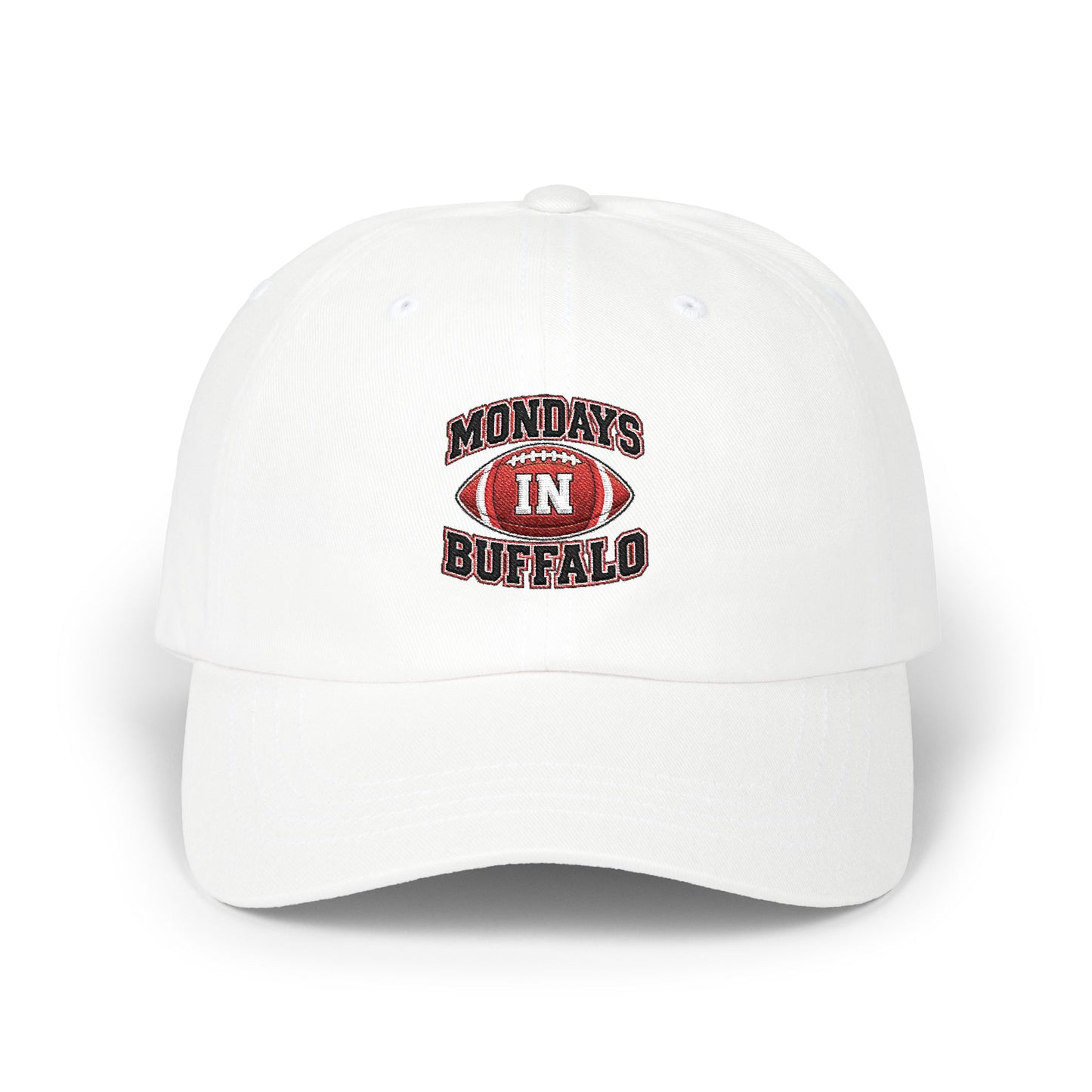Dad Cap — "Mondays in Buffalo" Vintage Football Logo Hat