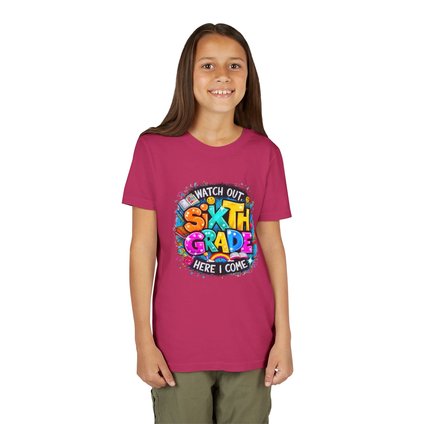 Youth Tee — "Watch Out Sixth Grade Here I Come" Back-to-School Graphic Shirt
