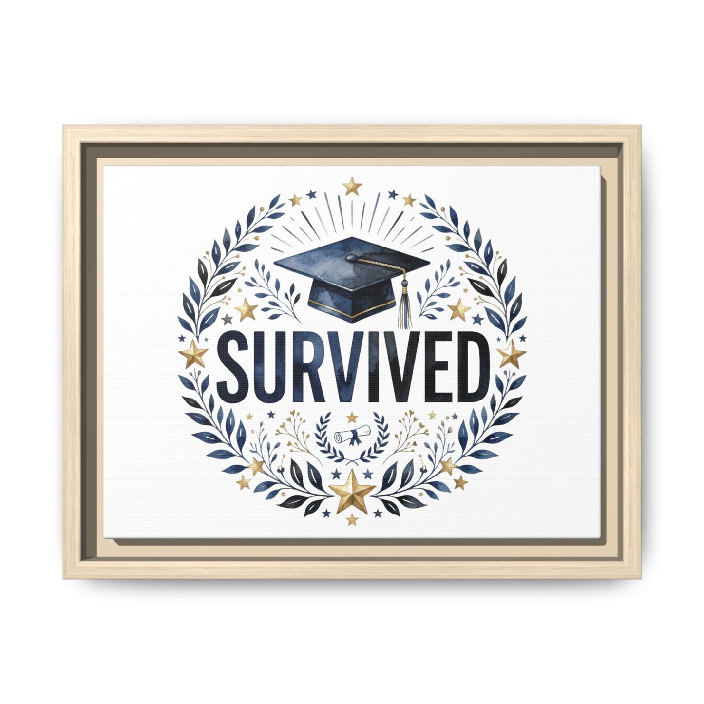 Graduation 'Survived' Framed Canvas Art — Cap & Laurel Keepsake