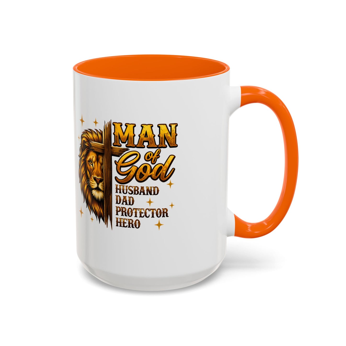 Man of God Lion Coffee Mug — 'Man of God' Religious Gift for Husband, Dad, Protector
