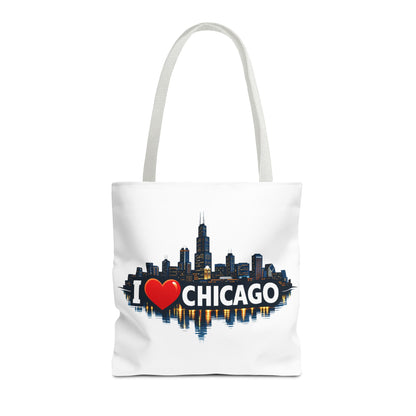 I  Chicago Skyline Tote Bag — Cityscape Reversible All-Over Print Tote