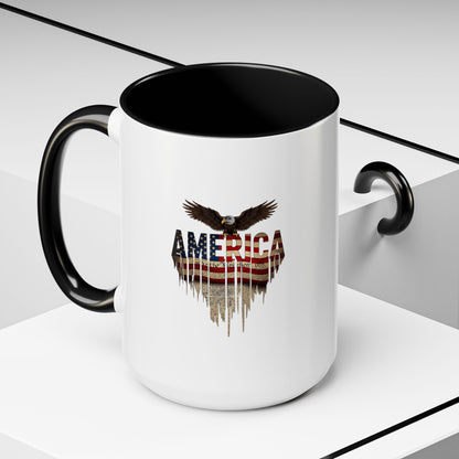 America Eagle Flag Accent Coffee Mug – Patriotic 11/15oz Ceramic
