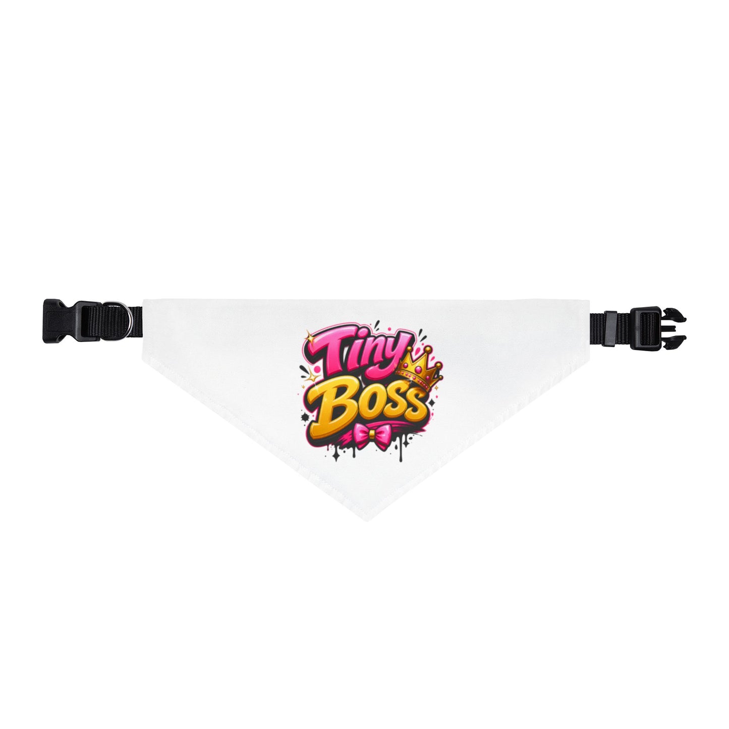 Clip-on Pet Bandana — 'Tiny Boss' Graffiti Puppy Bandana