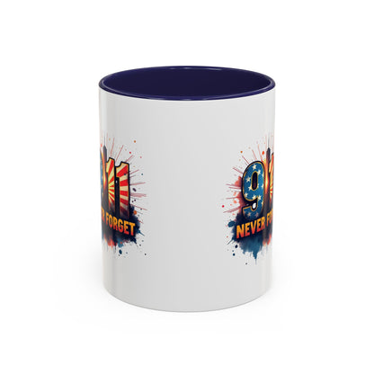 9/11 Never Forget Coffee Mug — Patriotic Memorial Accent Mug