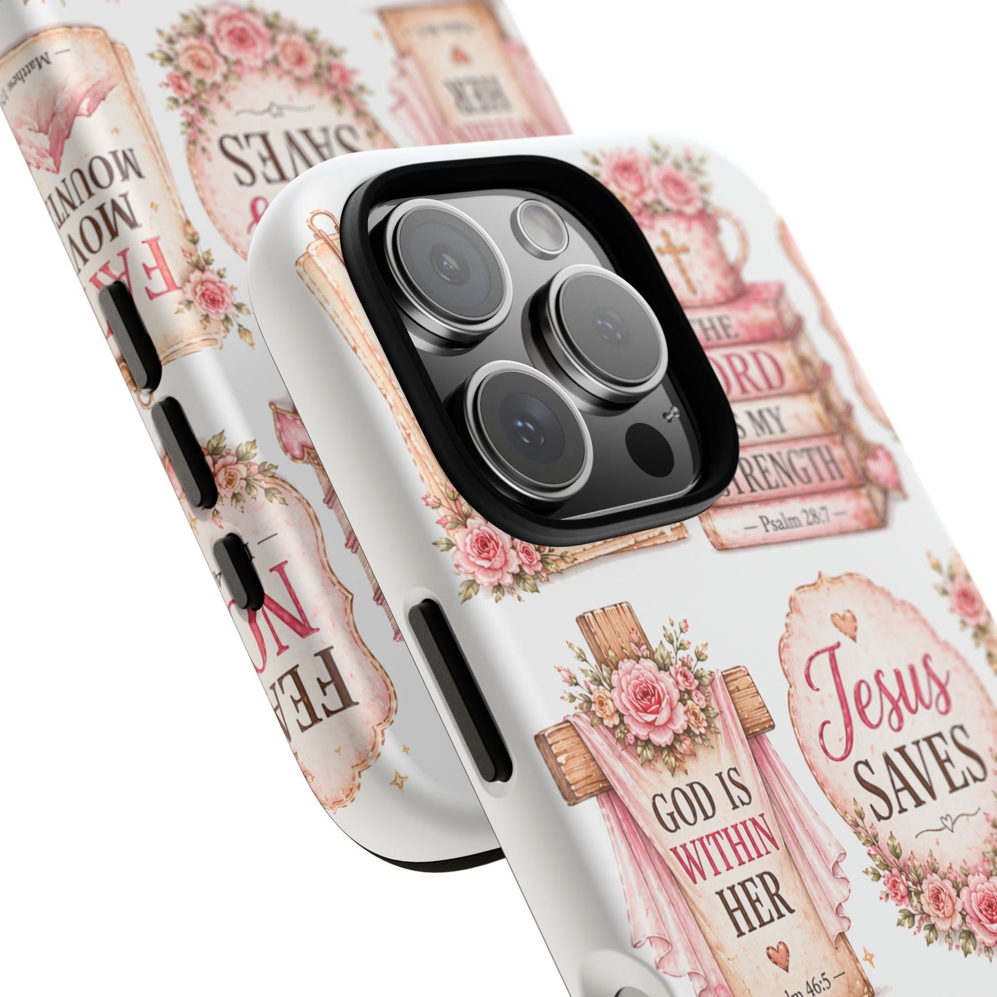 Faith Phone Case — 'Jesus Saves' Floral Christian Scripture iPhone Case