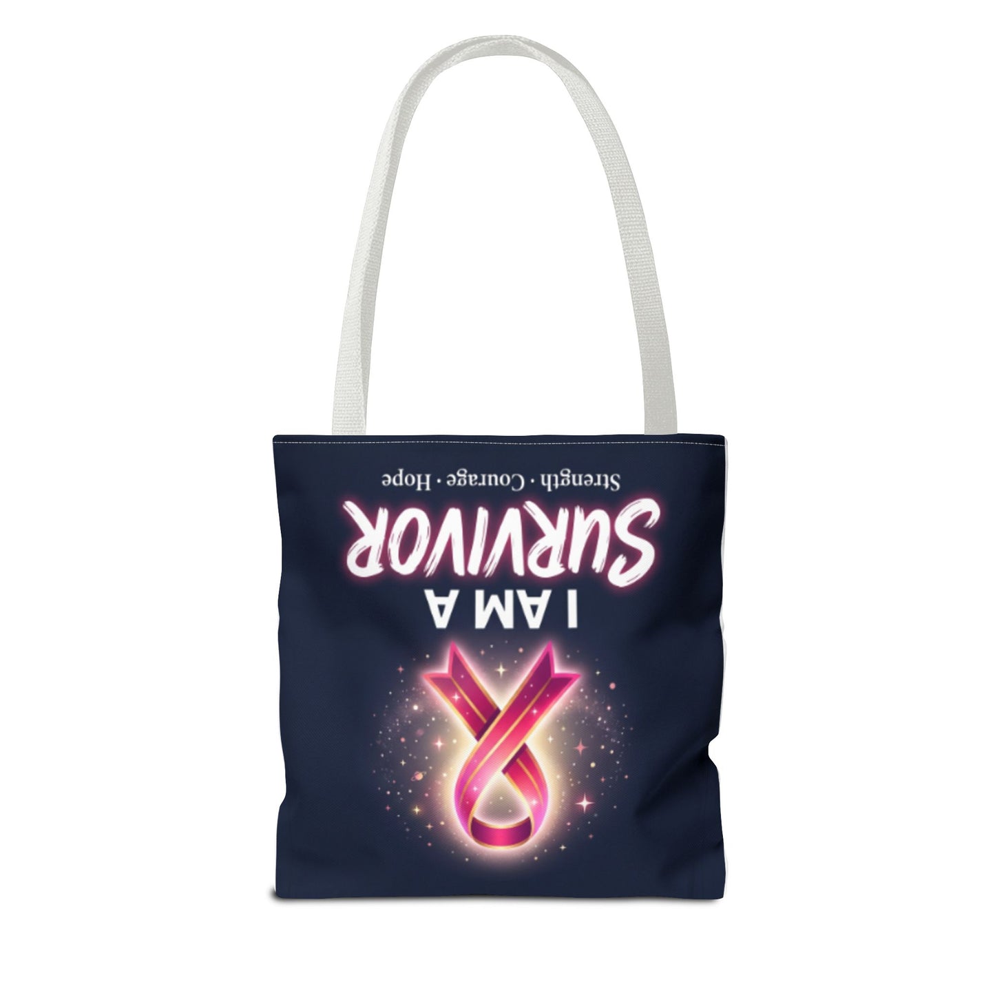 Survivor Ribbon Tote Bag — "I Am A Survivor" Breast Cancer Awareness Tote
