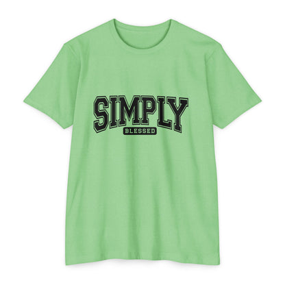 Simply Blessed T-Shirt — Vintage Collegiate Script Faith Tee