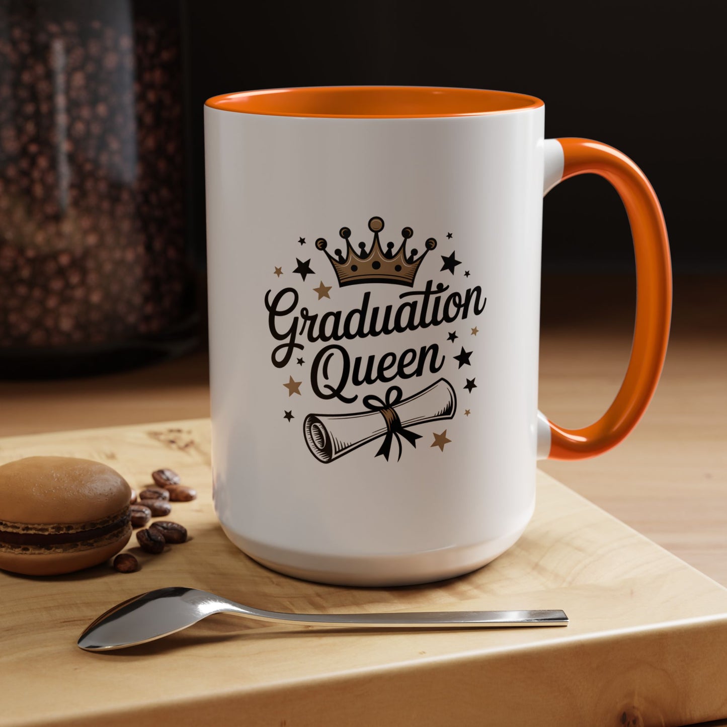 Graduation Queen Accent Coffee Mug — 11/15oz Ceramic Gift with Crown & Diploma Design