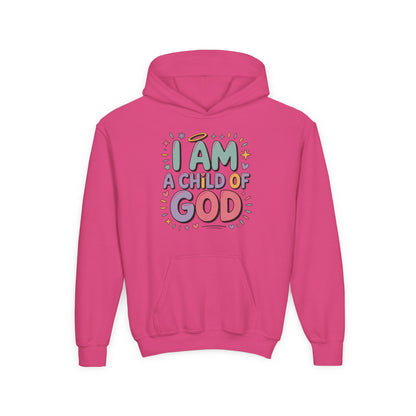 Youth Hoodie — "I Am a Child of God" Inspirational Kids Hooded Sweatshirt