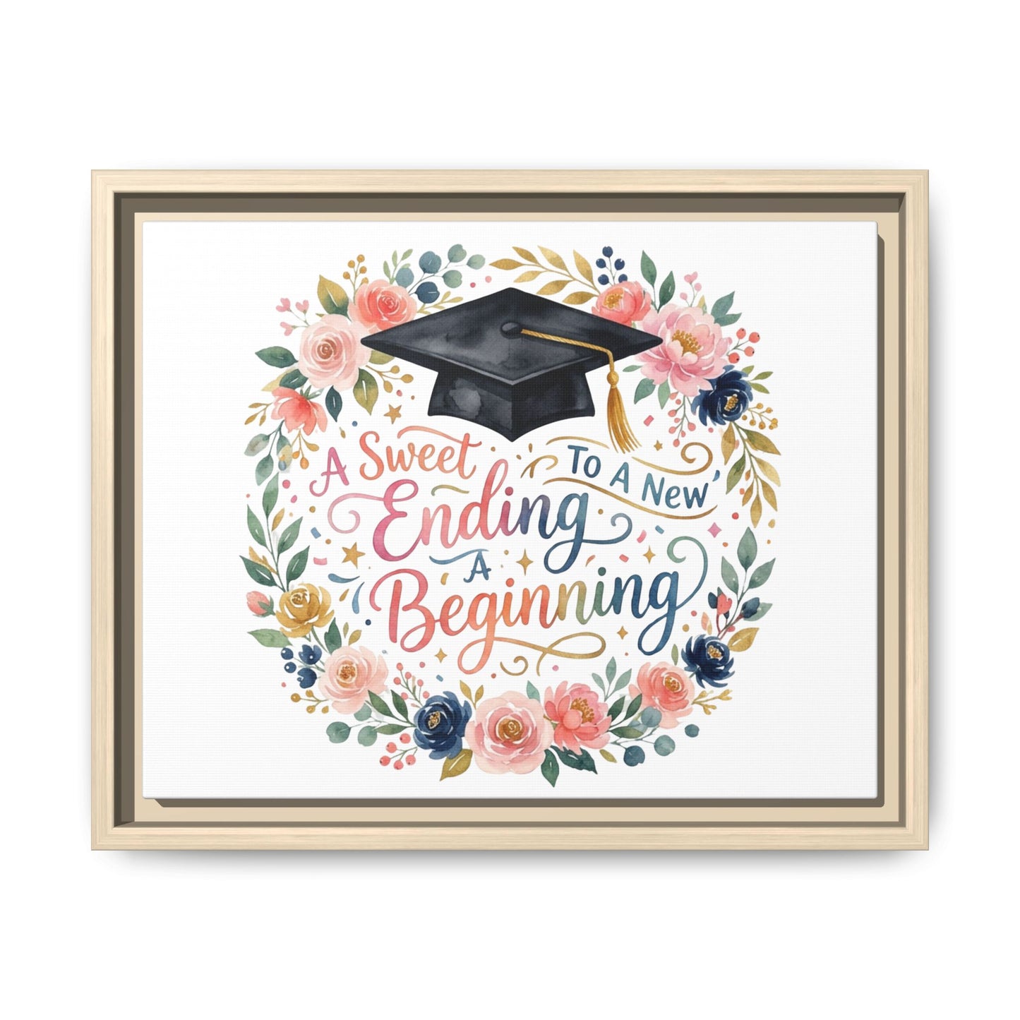 Graduation Canvas Print – “A Sweet Ending to a New Beginning” Framed Wall Art
