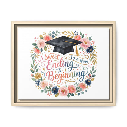 Graduation Canvas Print – “A Sweet Ending to a New Beginning” Framed Wall Art