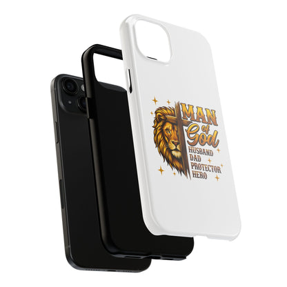 Man of God Lion Phone Case — ‘Man of God’ Christian Protector Dad Gift