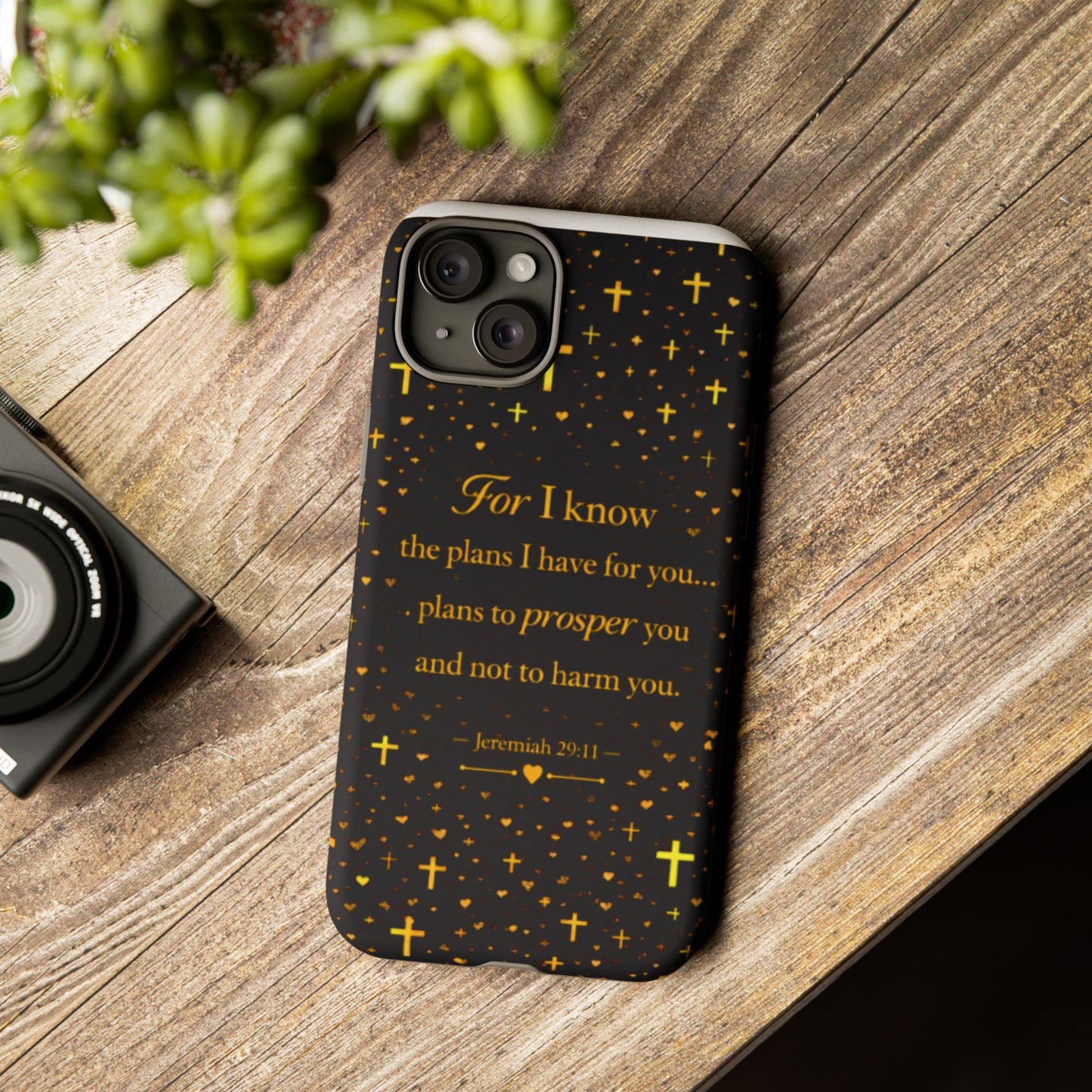 Phone Case — "For I Know" Jeremiah 29:11 Gold Cross Christian Tough Case