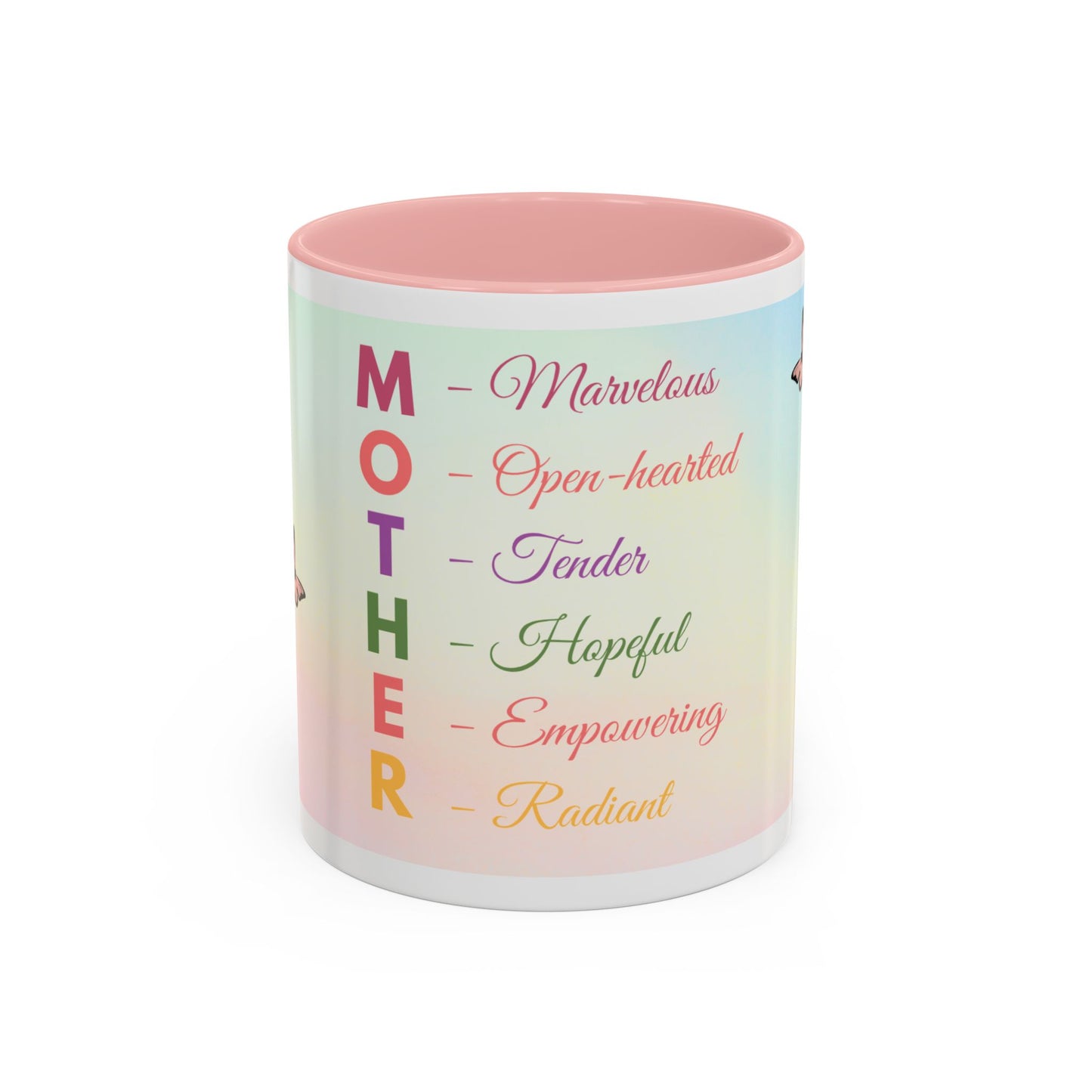 Mother Acronym Coffee Mug — Pastel Butterflies Mother Definition Gift (11/15oz)