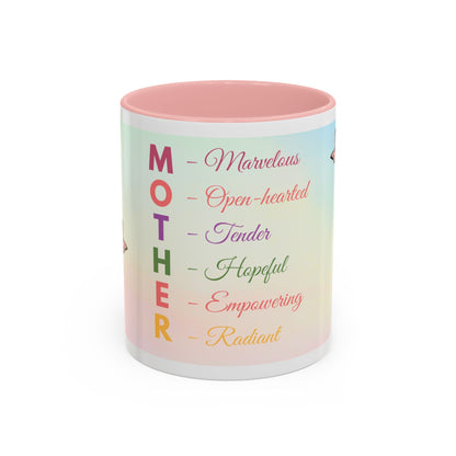 Mother Acronym Coffee Mug — Pastel Butterflies Mother Definition Gift (11/15oz)