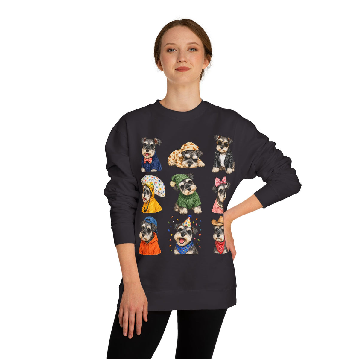 Cute Puppy Grid Sweatshirt — Watercolor Dogs Crewneck