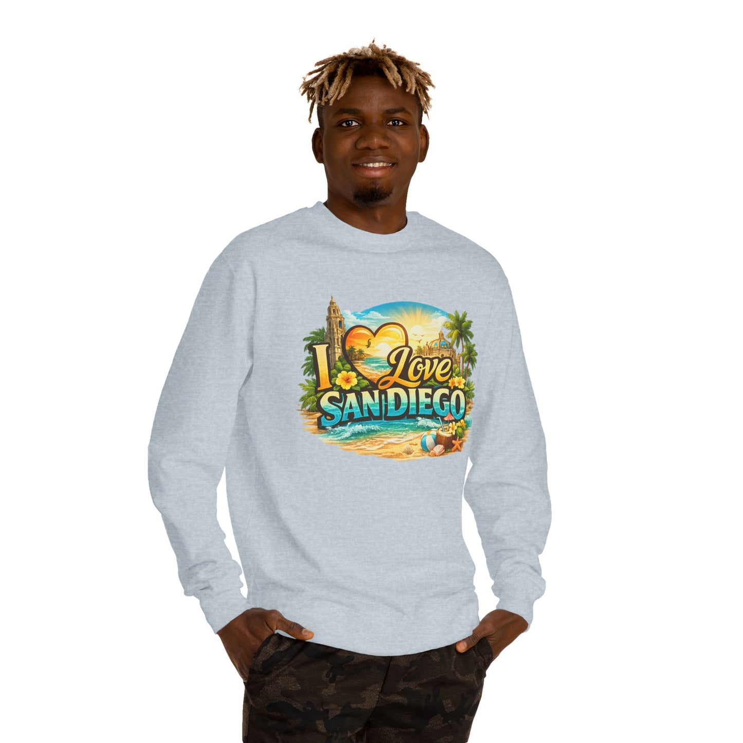 San Diego Sweatshirt — "I Love San Diego" Beach Graphic Crewneck