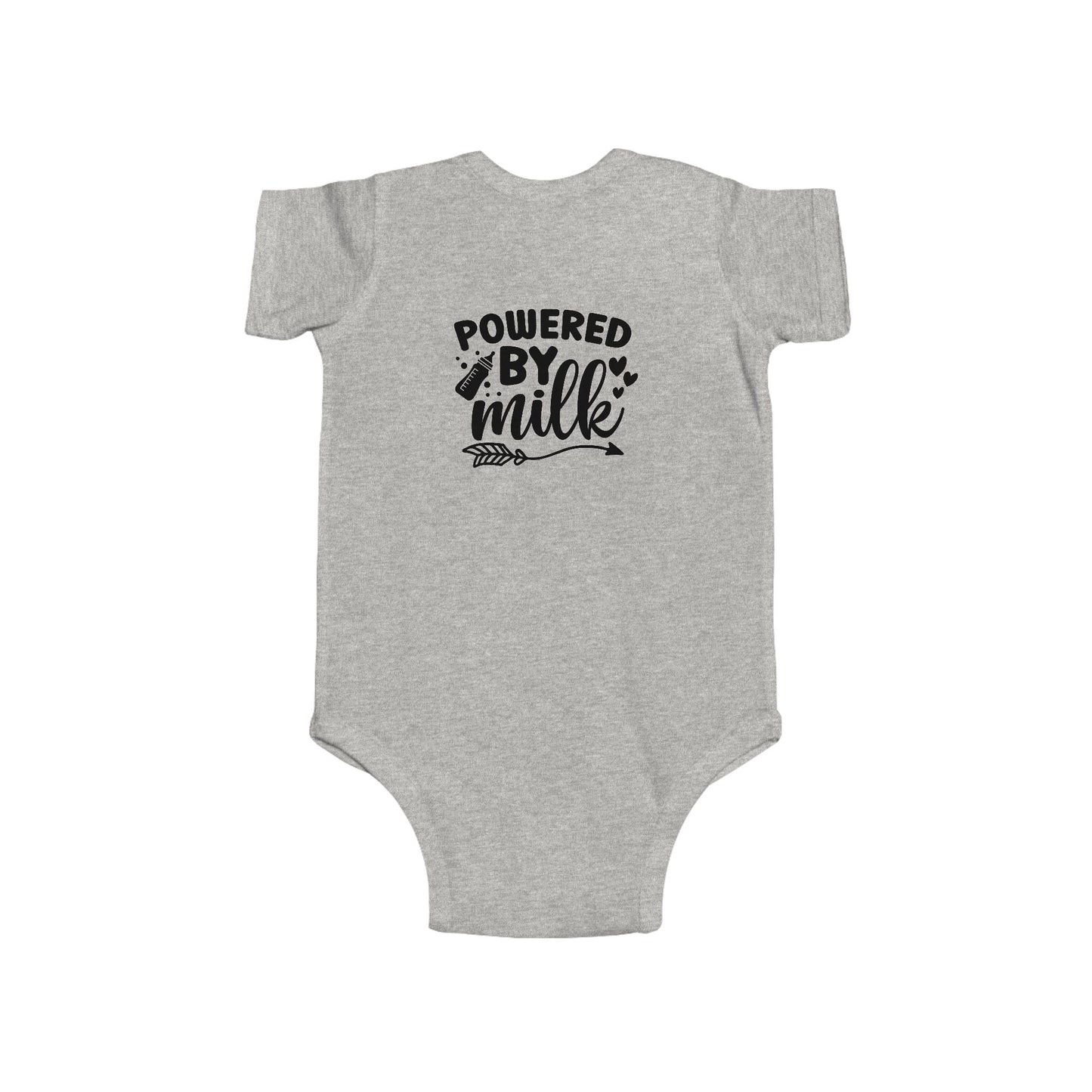 Baby Bodysuit - "Powered by Milk" Cute Infant Onesie, Newborn Gift