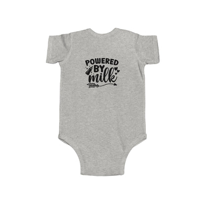Baby Bodysuit - "Powered by Milk" Cute Infant Onesie, Newborn Gift