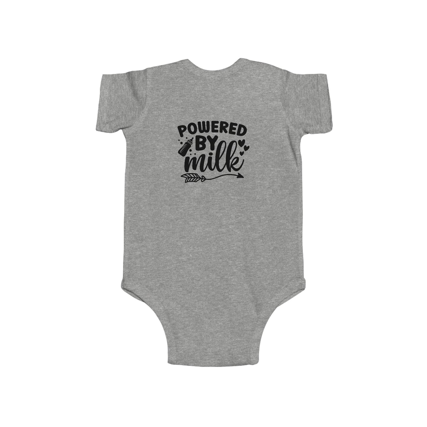 Baby Bodysuit - "Powered by Milk" Cute Infant Onesie, Newborn Gift