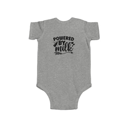 Baby Bodysuit - "Powered by Milk" Cute Infant Onesie, Newborn Gift
