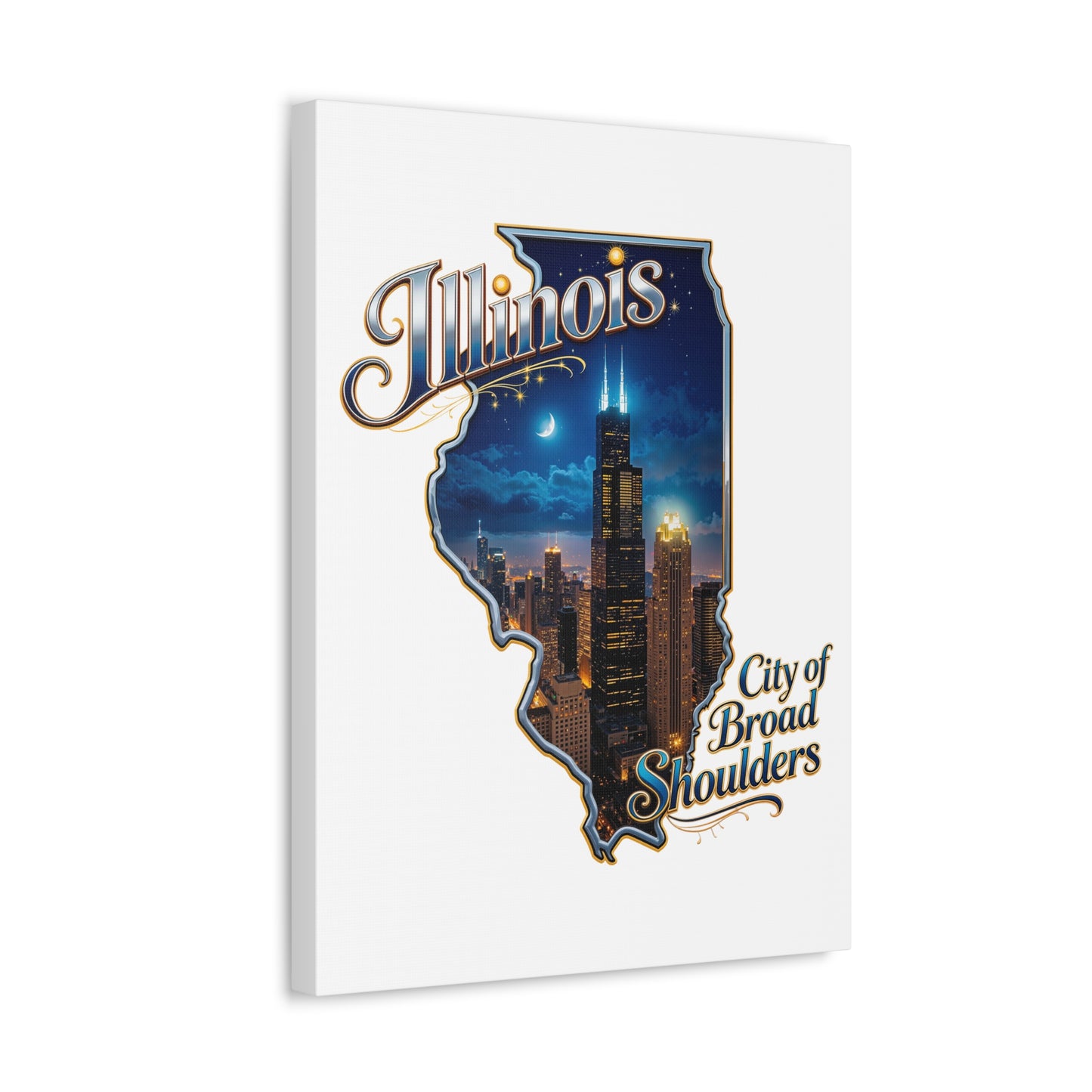 Illinois Canvas Wall Art — "City of Broad Shoulders" Chicago Skyline Stretched Canvas