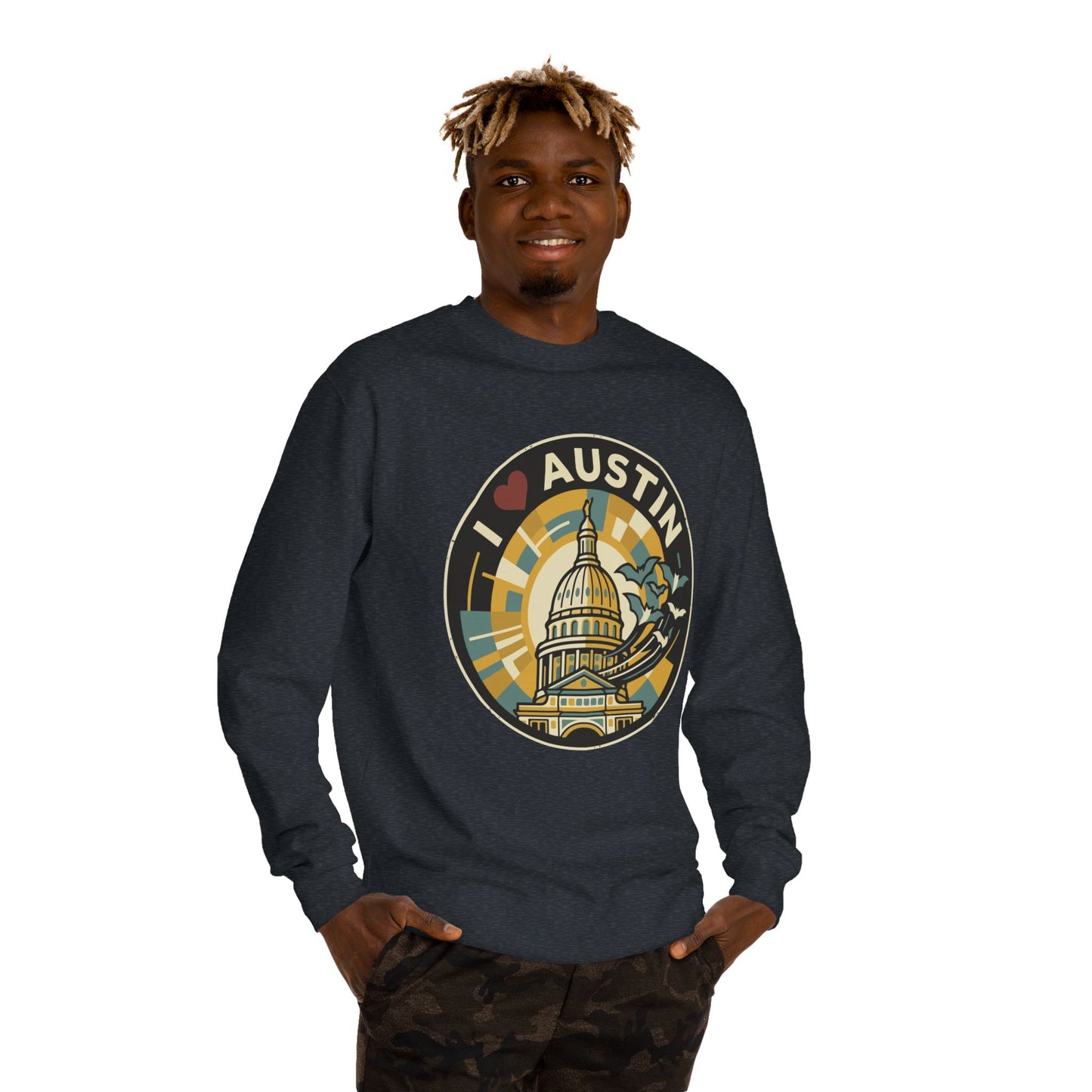 I  Austin Crewneck Sweatshirt — Austin Capitol Retro Graphic