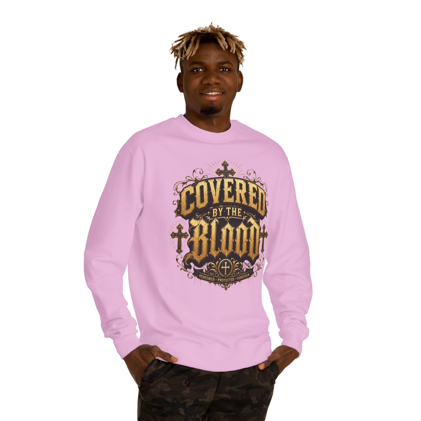 Covered By The Blood Sweatshirt — Christian Faith Crewneck