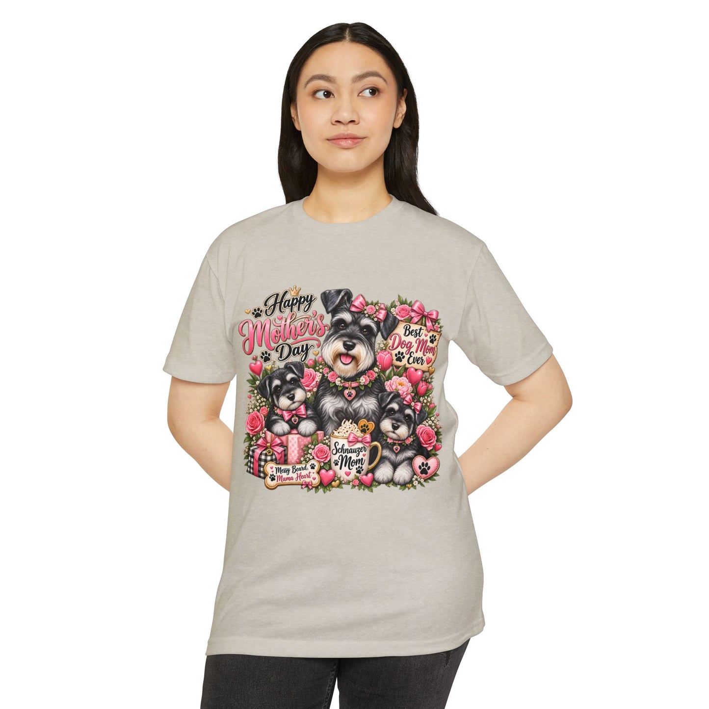 Mother's Day Schnauzer T-Shirt — "Happy Mother's Day" Dog Mom Tee