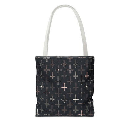 Cross Pattern Tote Bag — Faith & Grace Religious All-Over Print Tote