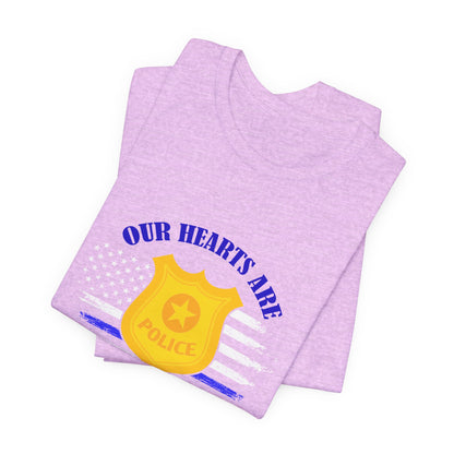 Patriotic "Our Hearts Are With USA Police" Tee — Support Law Enforcement Shirt
