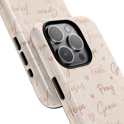 Christian Words Tough Magnetic Phone Case — Hope Pray Grace Jesus Faith