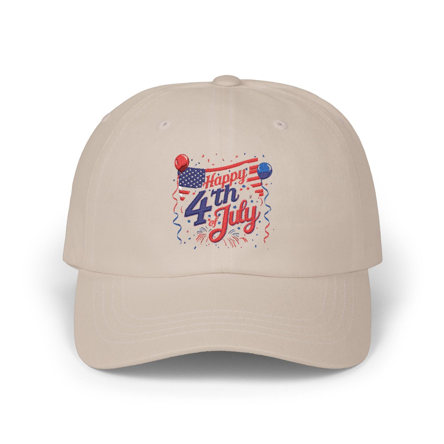 4th of July Dad Cap - "Happy 4th of July" Patriotic Baseball Hat