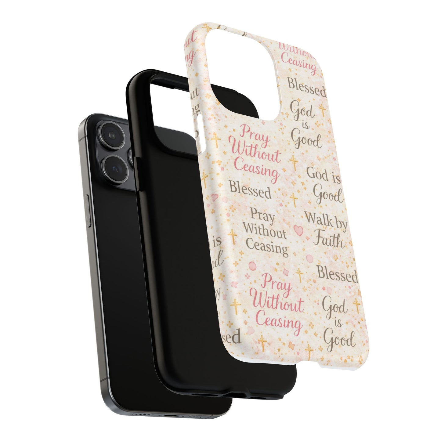 Christian Faith Magnetic Phone Case — "Pray Without Ceasing" Patterned Tough Case