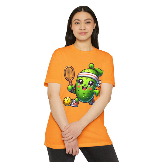 Pickle Tennis Player T-Shirt — Cute Pickle Playing Pickleball Graphic Tee