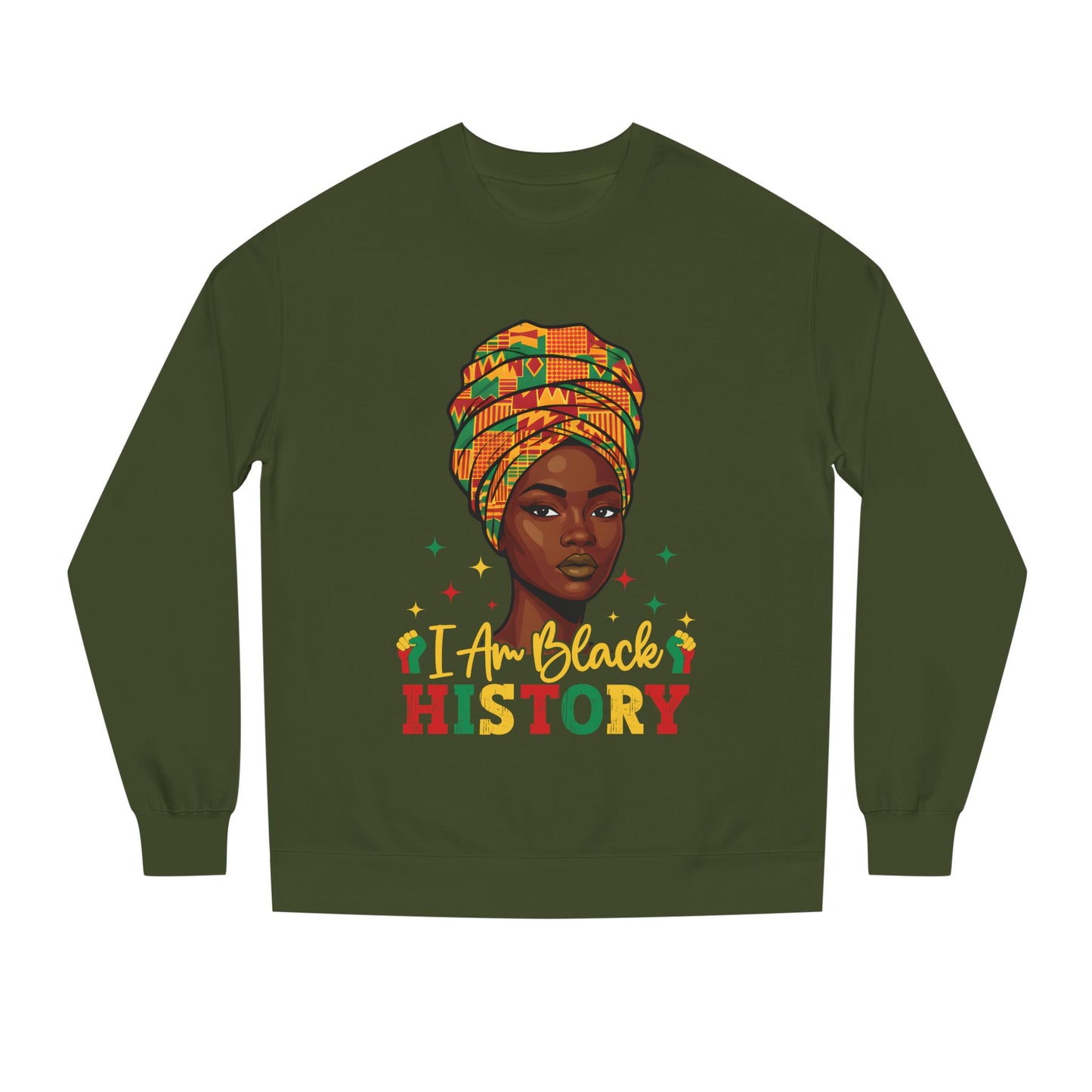 Black History Crewneck Sweatshirt — "I Am Black History" Afrocentric Graphic