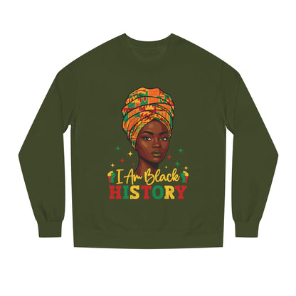 Black History Crewneck Sweatshirt — "I Am Black History" Afrocentric Graphic