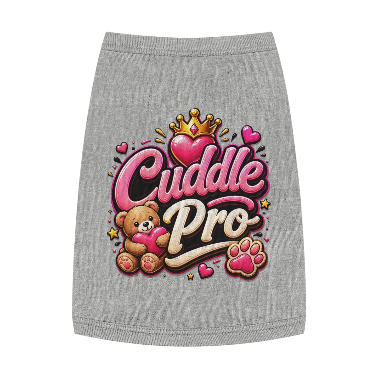 Cuddle Pro Pet Tank Top — Cute Teddy & Heart Dog/Cat Tee