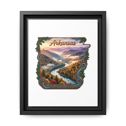 Arkansas Scenic State Map Canvas — "The Natural State" Framed Wall Art