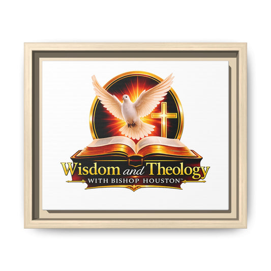 Framed Canvas Print — "Wisdom and Theology" Dove & Bible Wall Art