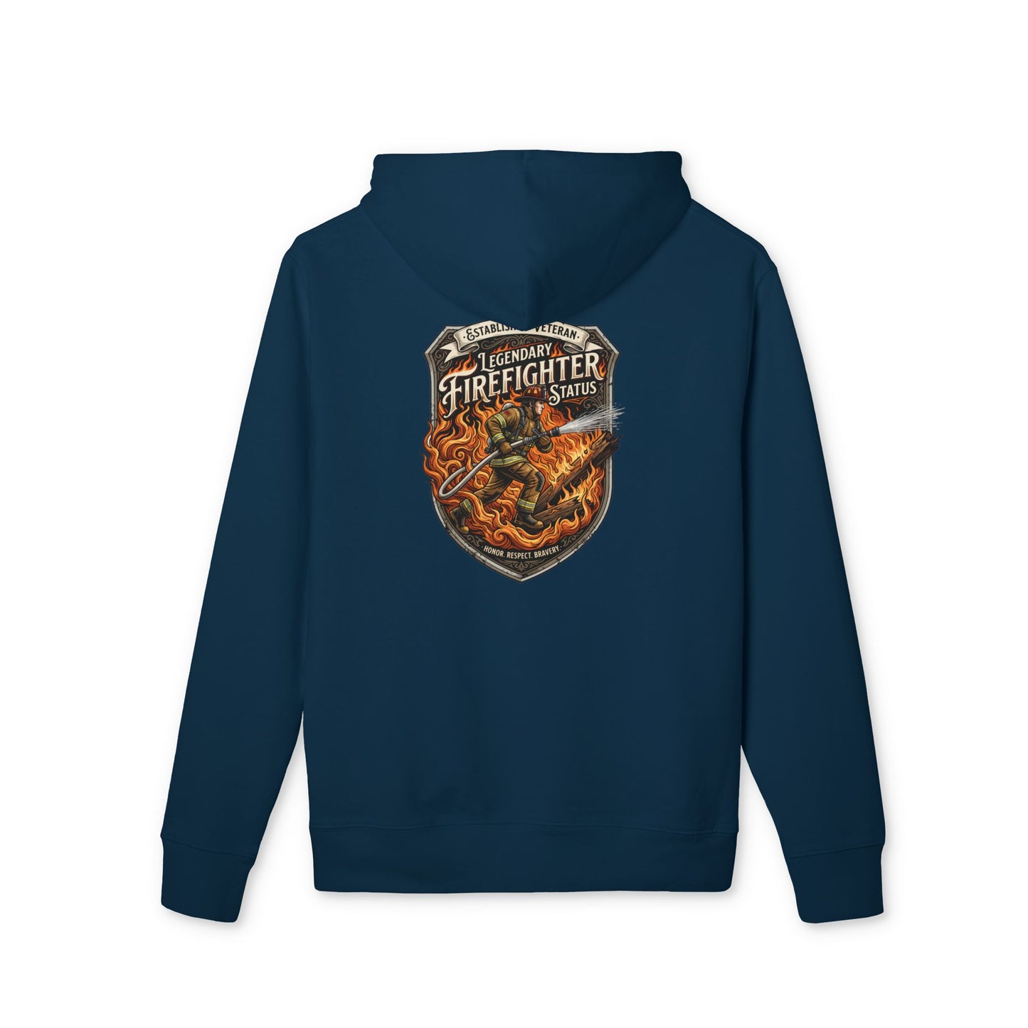 Firefighter Shield Hoodie — Legendary Firefighter Vintage Emblem