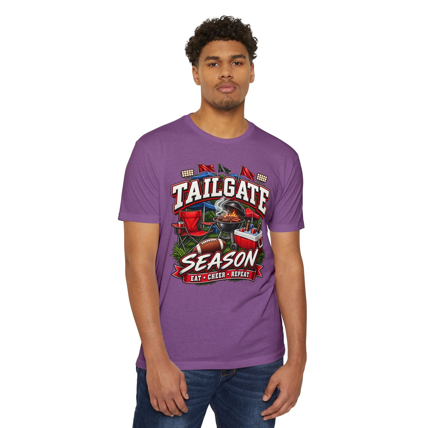 Tailgate Season T-Shirt — "Tailgate Season: Eat • Cheer • Repeat" Game Day Tee