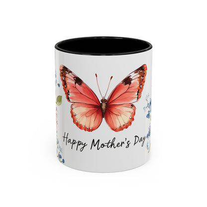 Mother's Day Butterfly Floral Coffee Mug – "Happy Mother's Day" Accent Mug